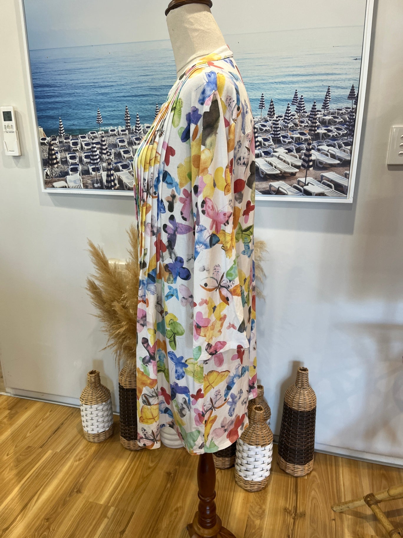 Victoria Hill Butterfly Print Tunic | White | 3/4 Sleeves | Size 16