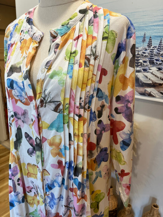 [SALE] Victoria Hill Butterfly Print Tunic | White | 3/4 Sleeves | Size 16