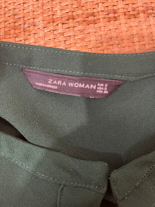 [SALE] Zara Forest Green Shift Dress | Tie-Up 3/4 Sleeves | Size Small