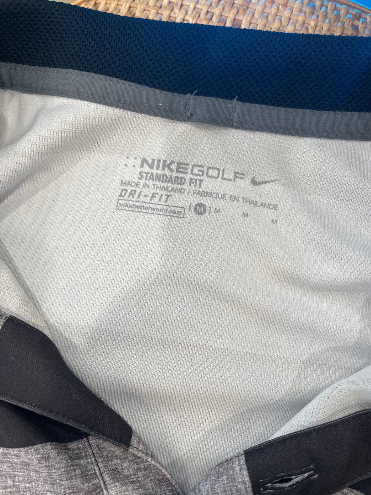 Nike Golf Classic Polo Shirt | Grey & Black Stripes | Lightweight | Medium