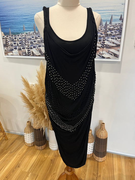 [SALE] Religion Black Beaded Singlet Dress | Size Large