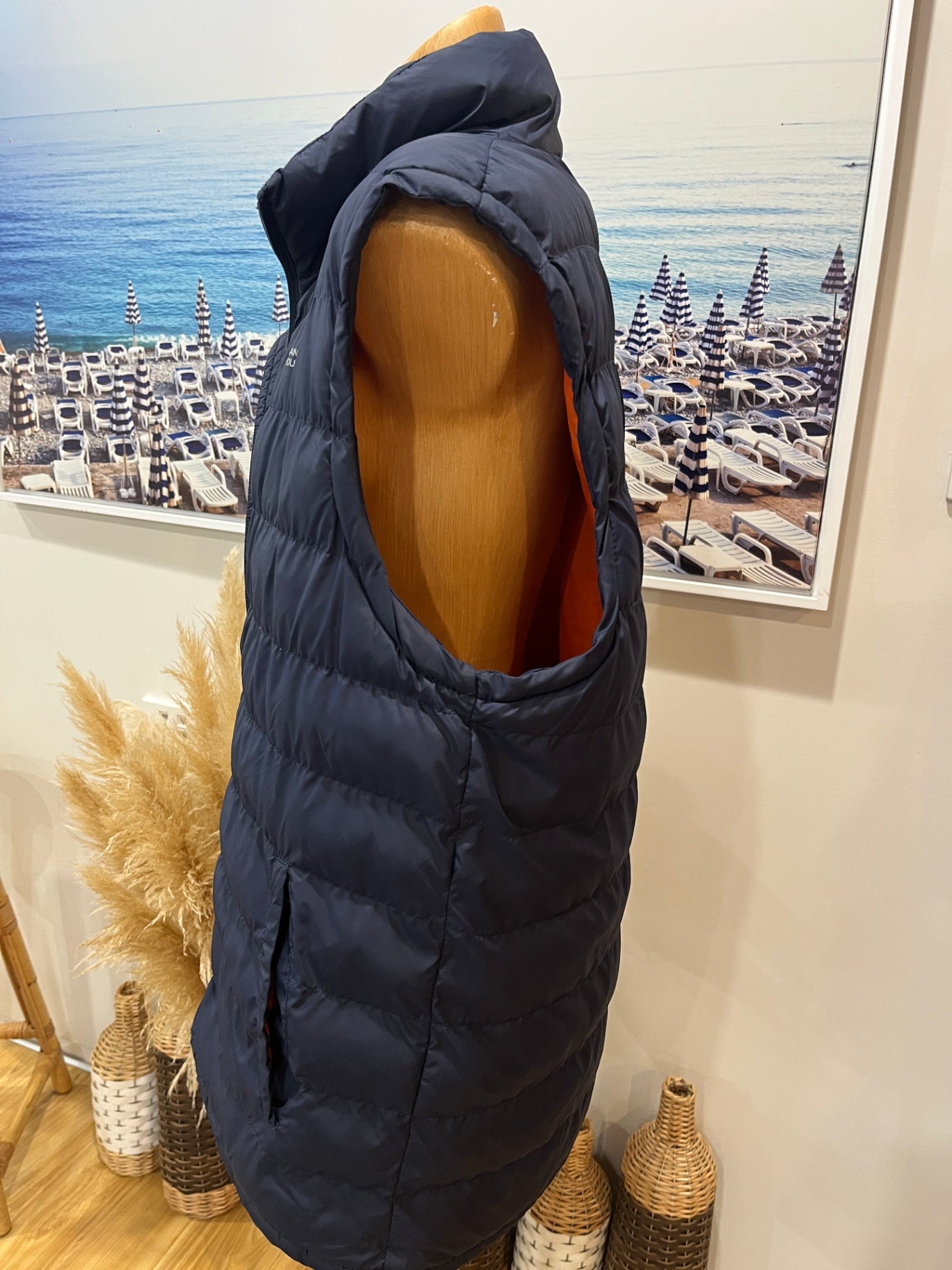 Mountain Warehouse Men's Navy Vest | Zip-Up | Orange Lining | Size Large