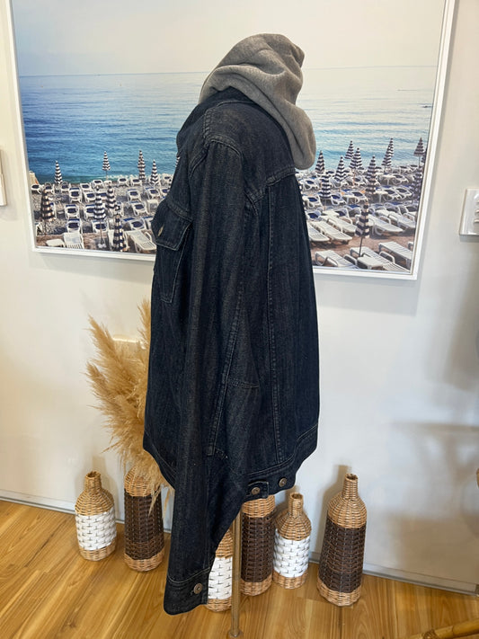 [SALE] Circa Dark Blue Denim Jacket with Hood | Zip-Up | Men's Size Large