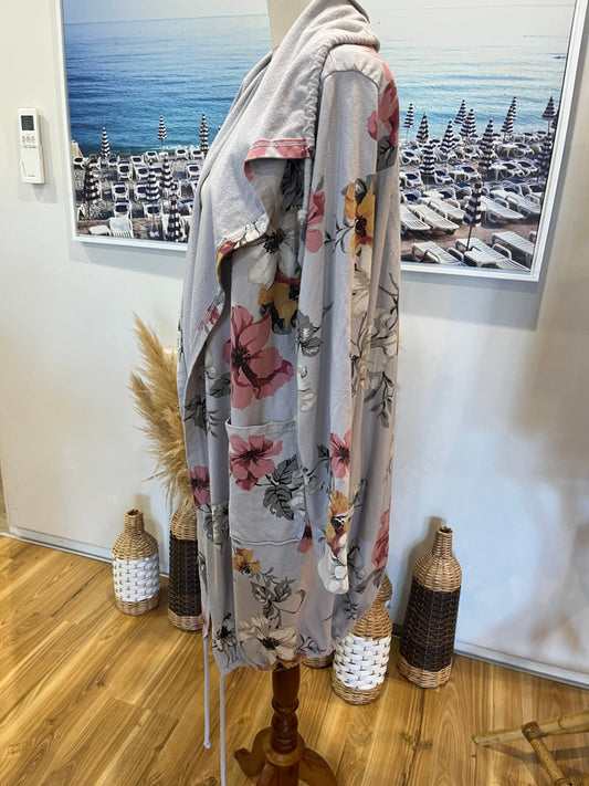 [SALE] Helga May Grey Floral Longline Sweatshirt | Women's Size Large