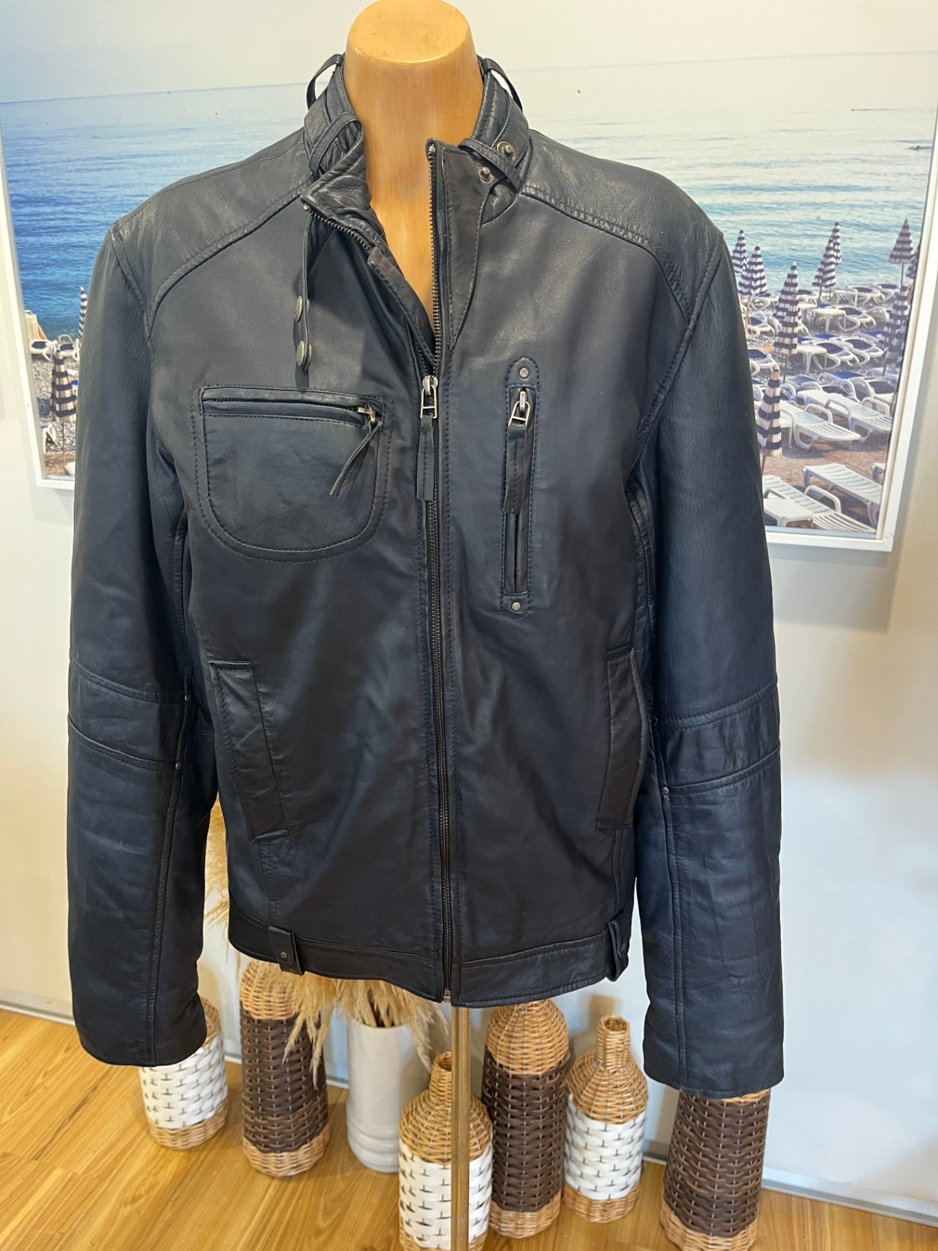 Men's Dun Caprice Paris 100% Genuine Lamb Leather Jacket - XL
