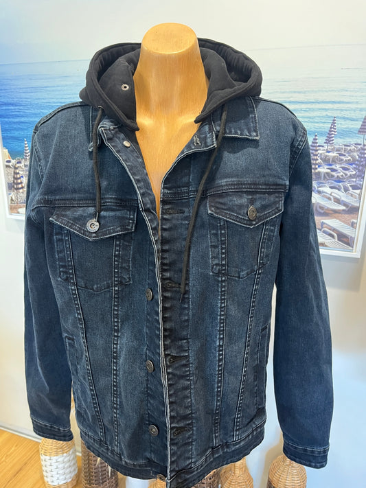 [SALE] Connor Men's Blue Denim Jacket with Removable Hood - Size XS