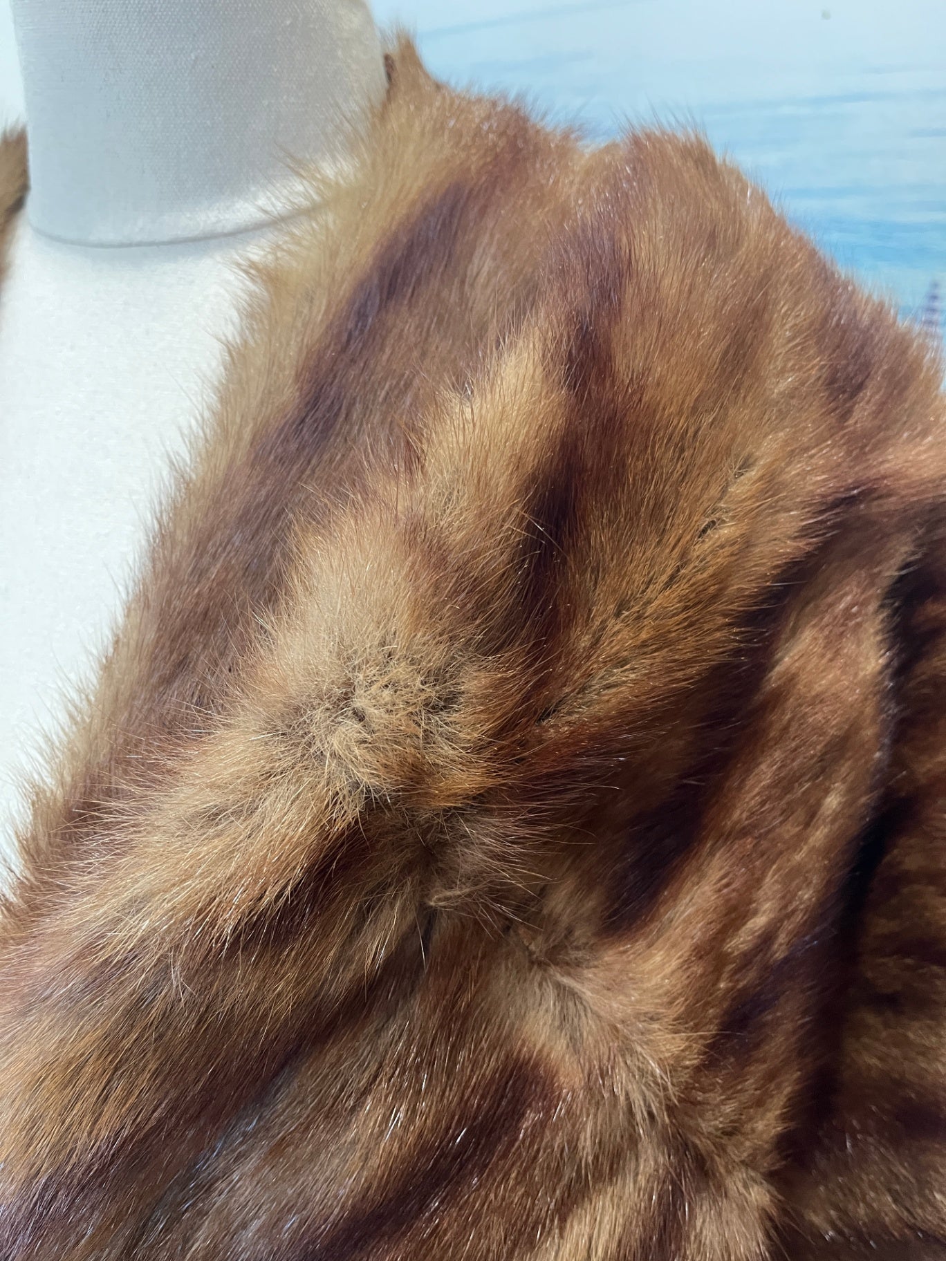 Cape Chestnut Tan/Brown Faux Fur Fully Lined Stole Wrap