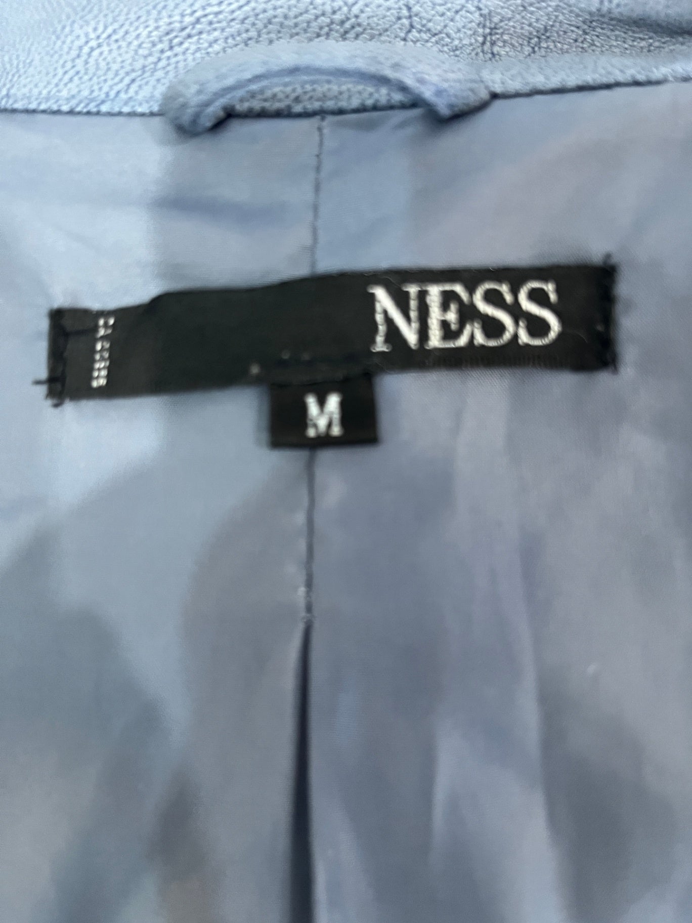 Ness Men's Blue Faux Leather Jacket - Size Medium