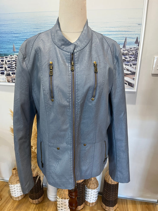 [SALE] Ness Blue Faux Leather Jacket - Size Medium