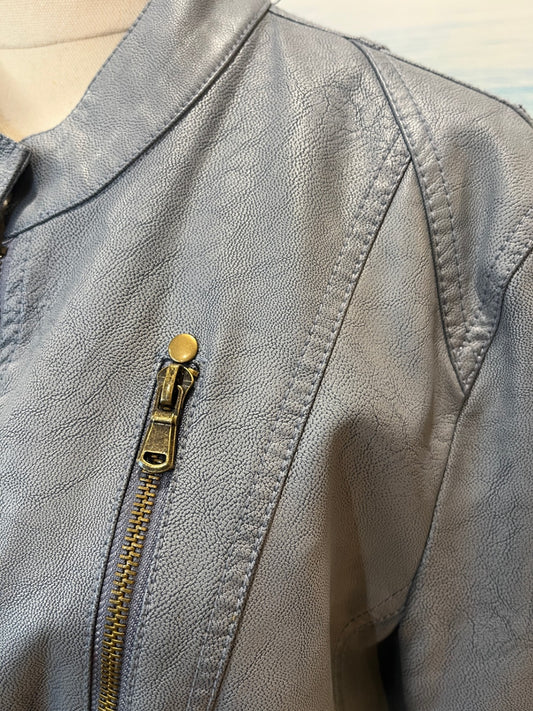 [SALE] Ness Blue Faux Leather Jacket - Size Medium
