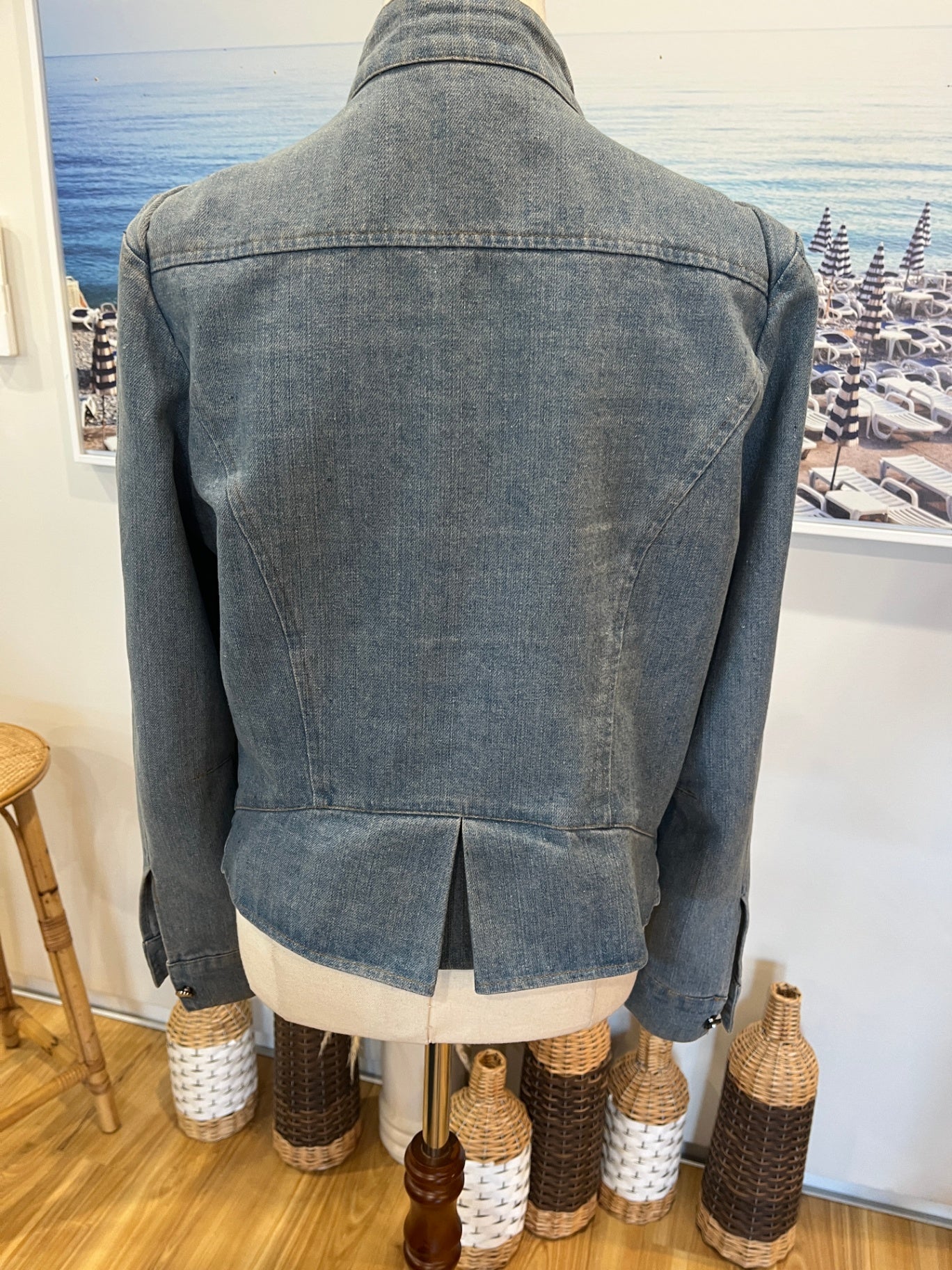 Democracy Rush Denim Blue Tailored Chic Jacket - Size 12
