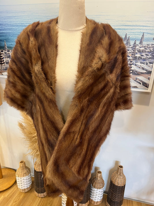 [SALE] Cape Chestnut Tan/Brown Faux Fur Fully Lined Stole Wrap