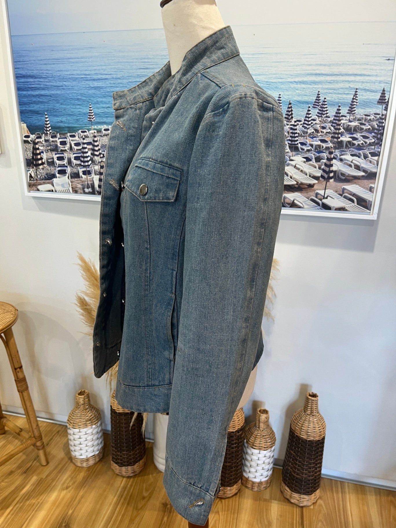 Democracy Rush Denim Blue Tailored Chic Jacket - Size 12