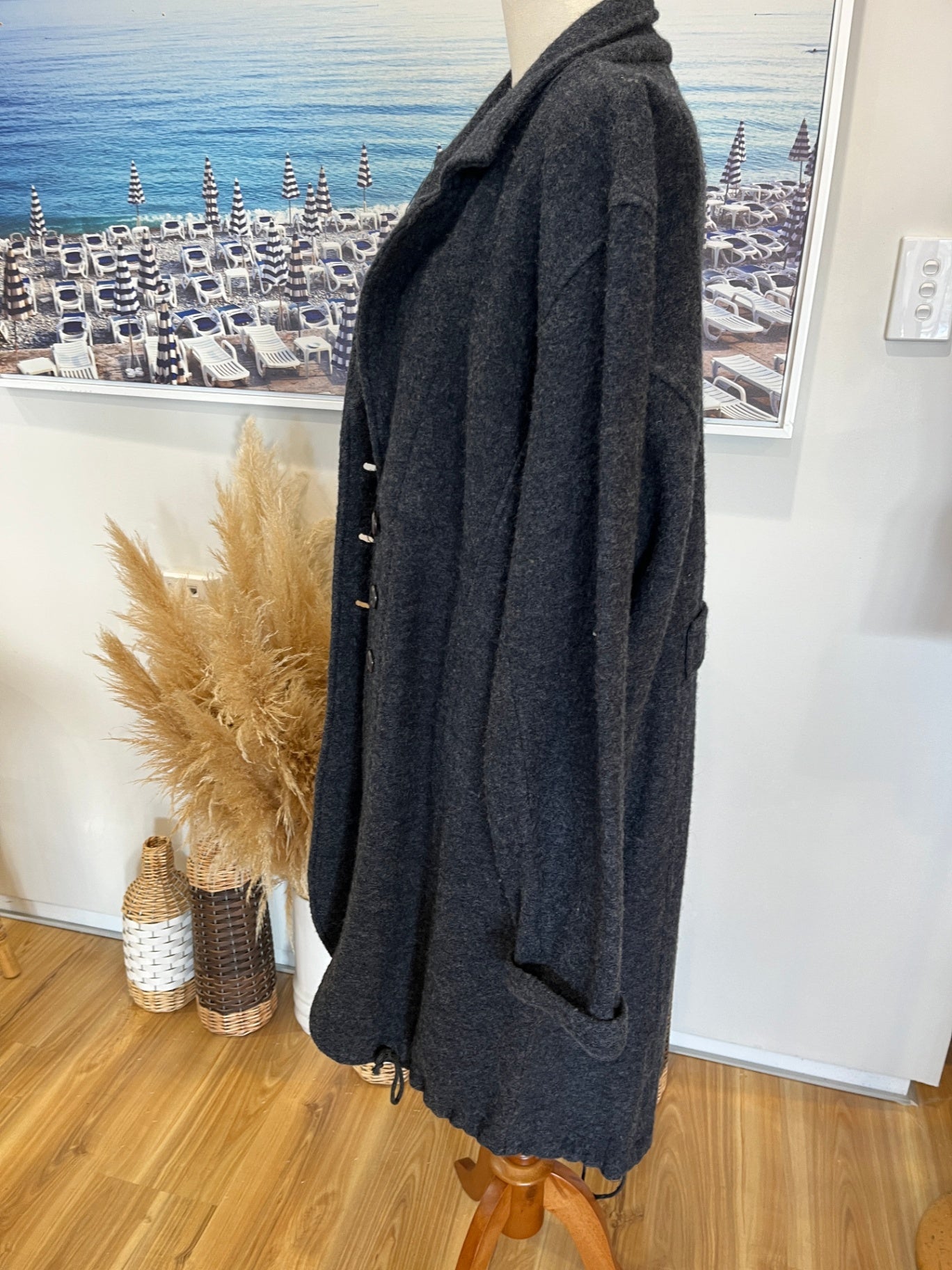 Concept 100% Boiled Wool Longline Coat – Grey | Size XL