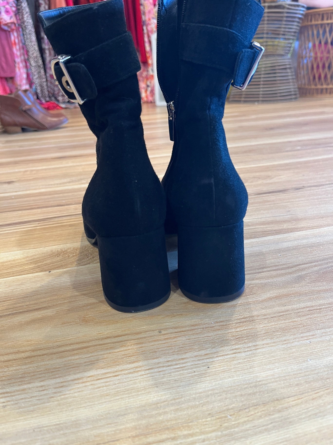 EVALUNA Black Suede Ankle Boots | Made in Italy | Block Heel | EU 40