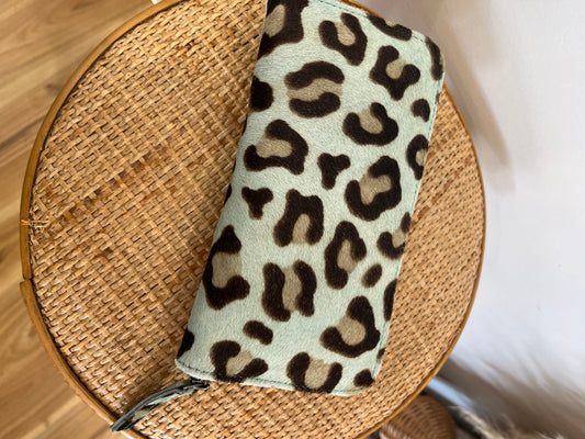 Furmoo Green Leopard Print Cowhide Wallet