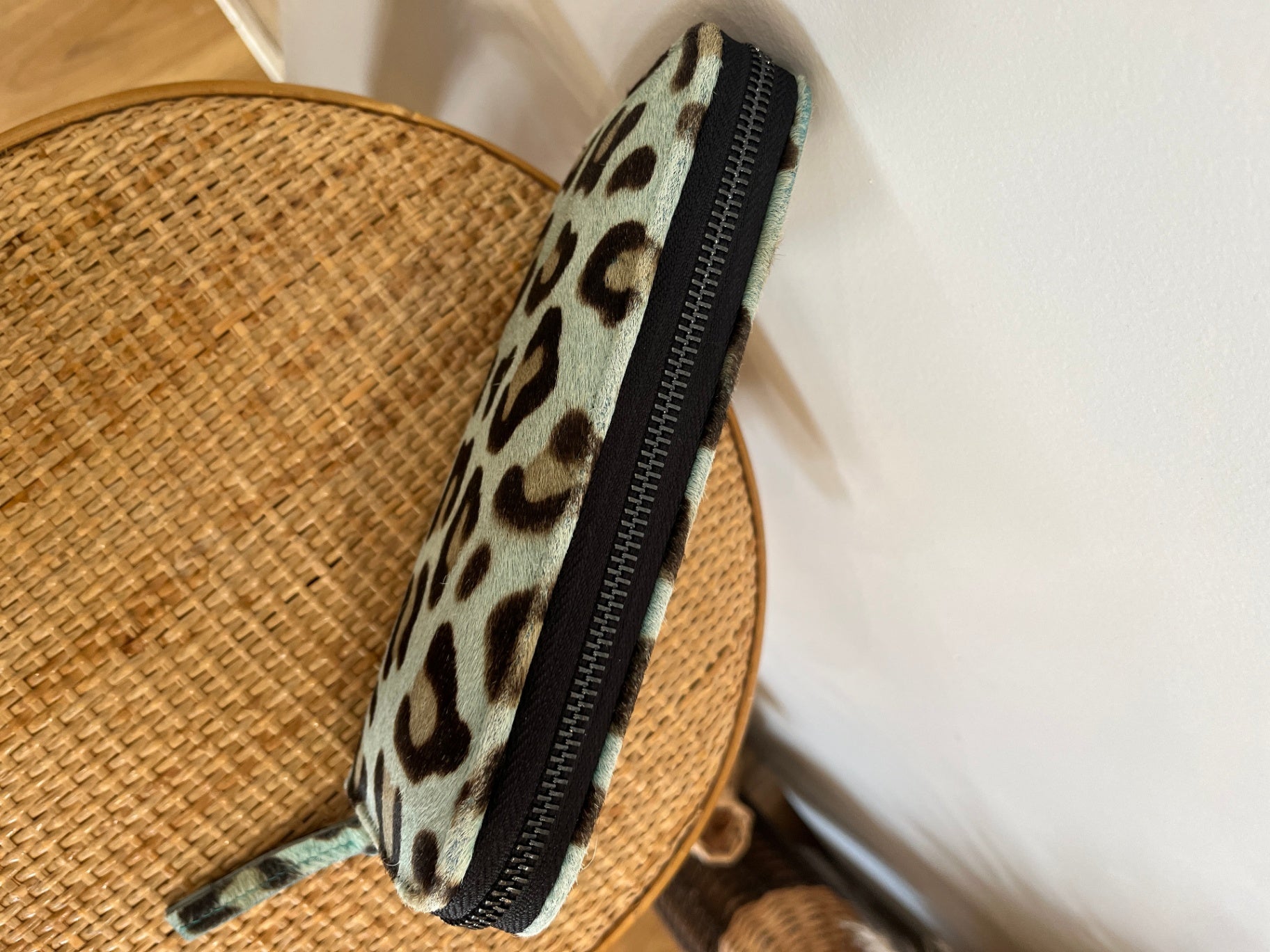 Furmoo Green Leopard Print Cowhide Wallet