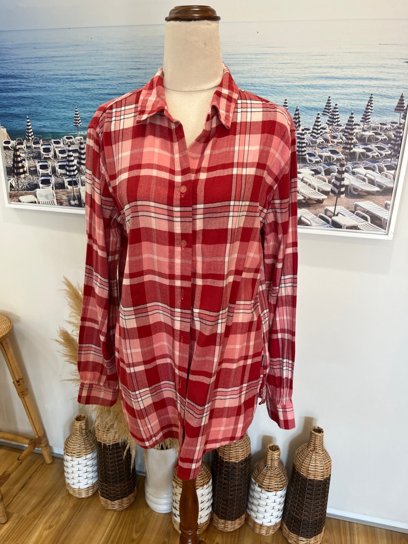 Macpac Pink Tones Checkered Flannel Shirt | Size 8 | Cozy & Classic
