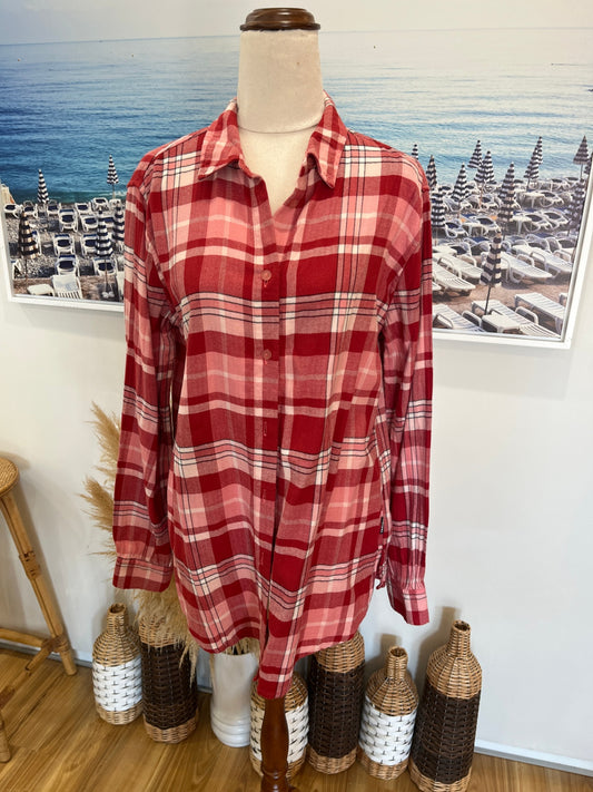 Macpac Pink Tones Checkered Flannel Shirt | Size 8 | Cozy & Classic