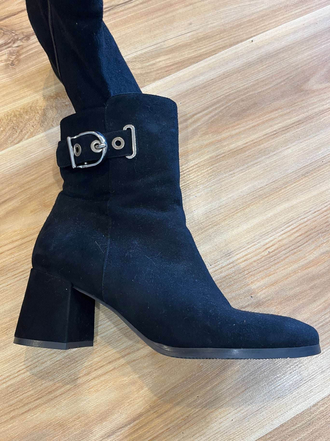 EVALUNA Black Suede Ankle Boots | Made in Italy | Block Heel | EU 40