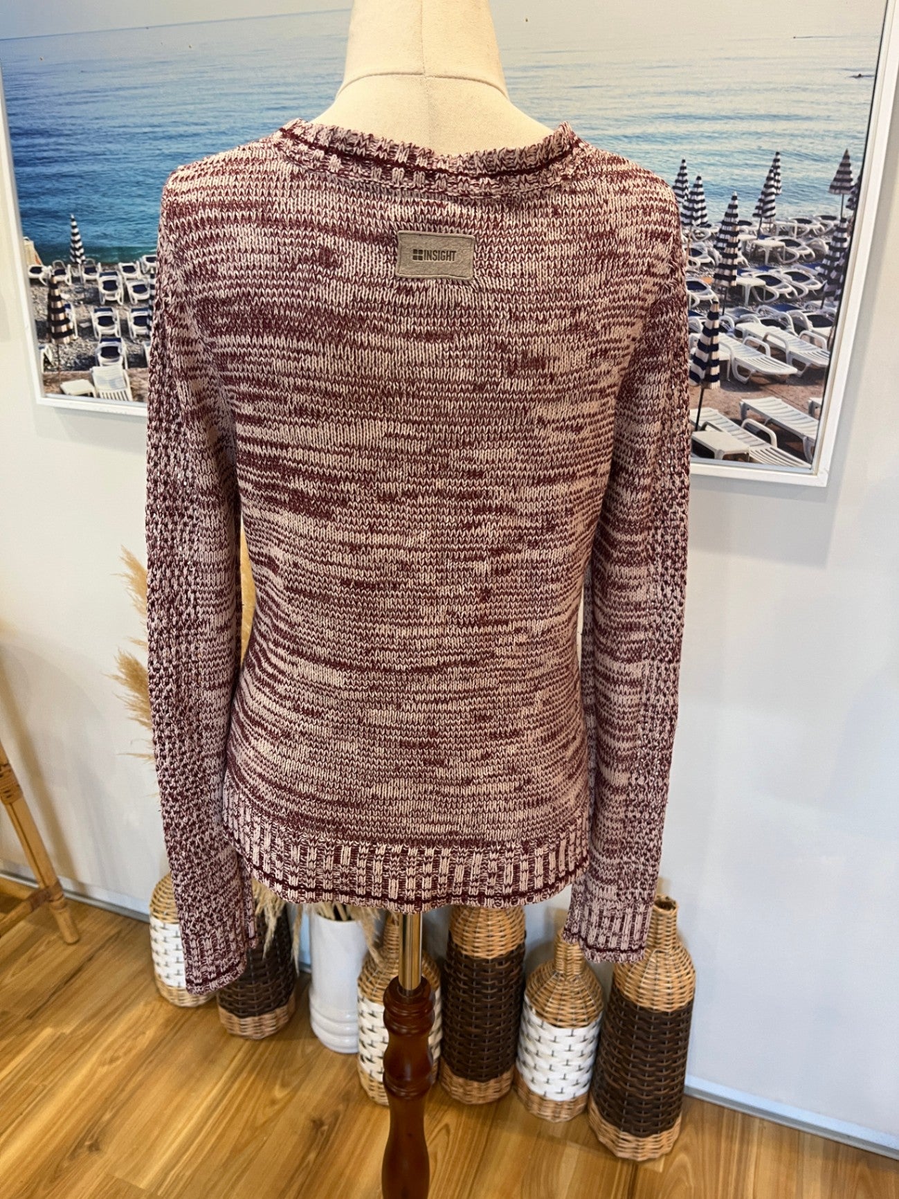 Insight Boho Burgundy Jersey Top | Size 10 | Lightweight Relaxed Style