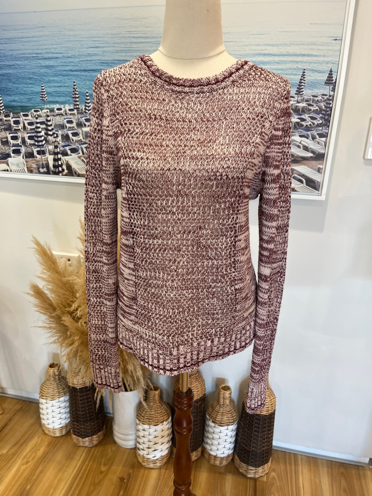 Insight Boho Burgundy Jersey Top | Size 10 | Lightweight Relaxed Style