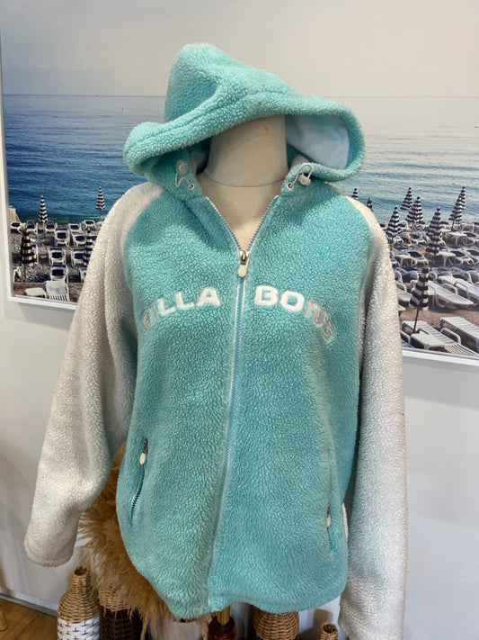 Billabong Fleece Winter Jacket – Turquoise & White | Size 12 | Thick Warm Outerwear