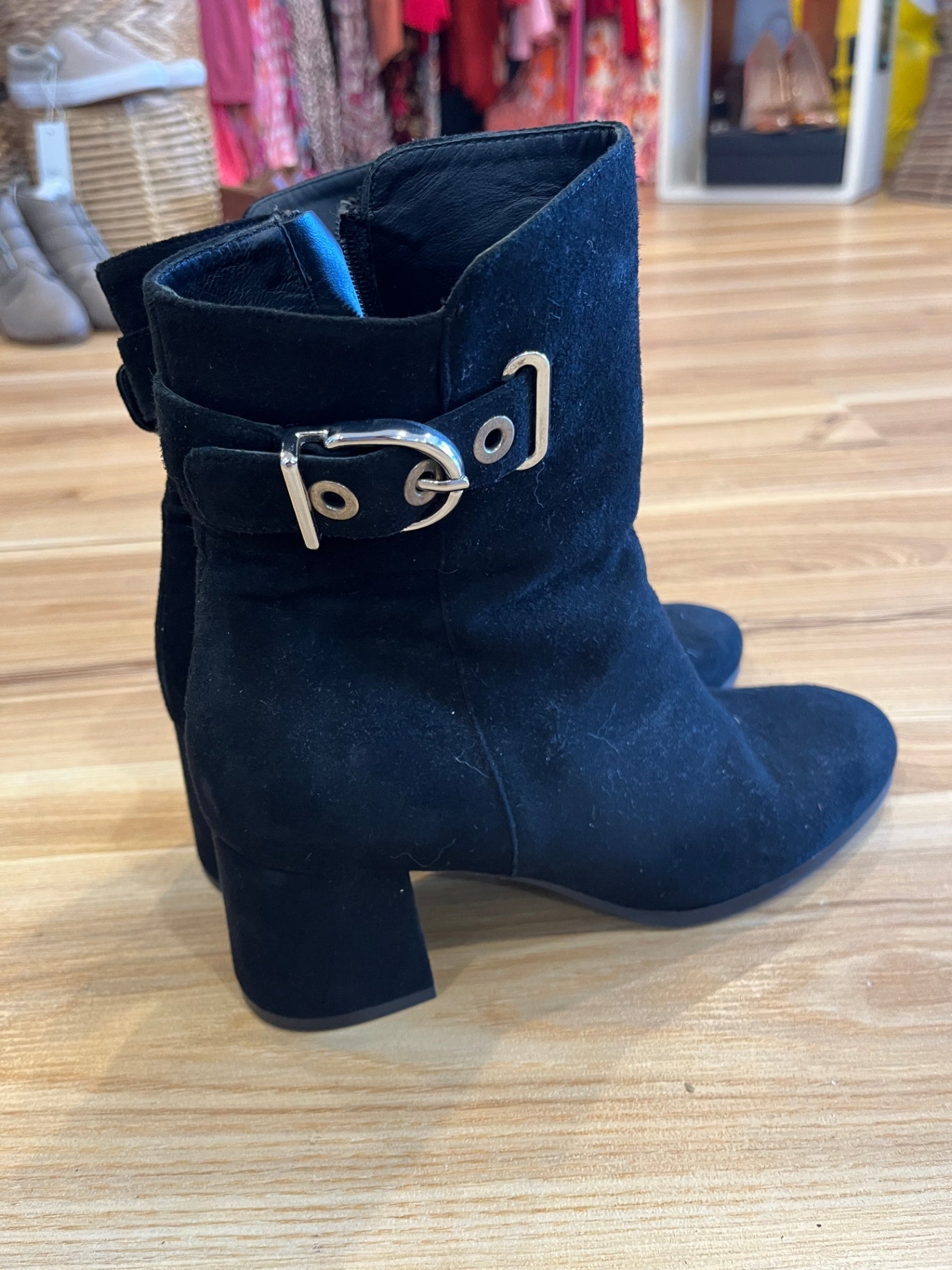 EVALUNA Black Suede Ankle Boots | Made in Italy | Block Heel | EU 40