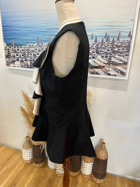 CUE Black Peplum Vest Top | Elegant Tailored Style | Size 14