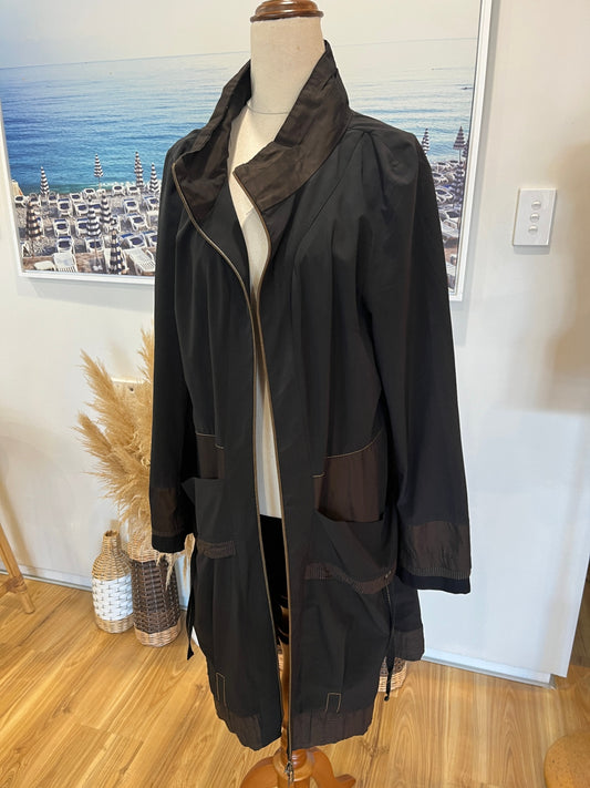 E & H Paris Lightweight Reversible Jacket – Chocolate Brown & Black | Size 44 | Double Zip