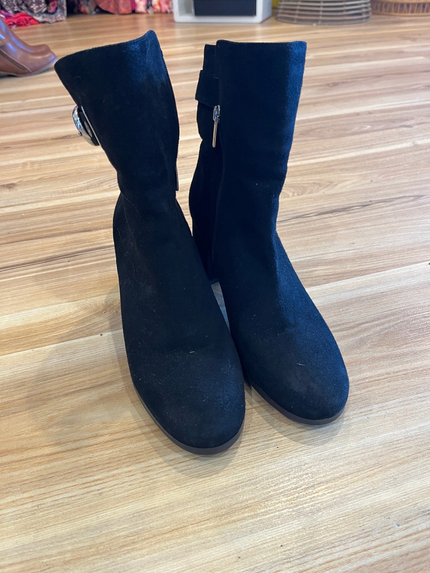 EVALUNA Black Suede Ankle Boots | Made in Italy | Block Heel | EU 40