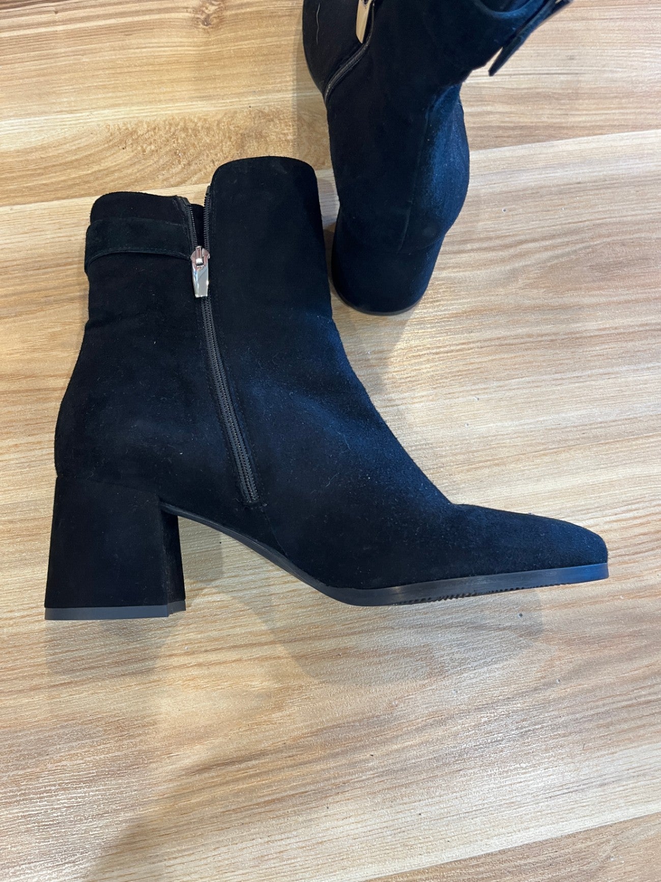 EVALUNA Black Suede Ankle Boots | Made in Italy | Block Heel | EU 40