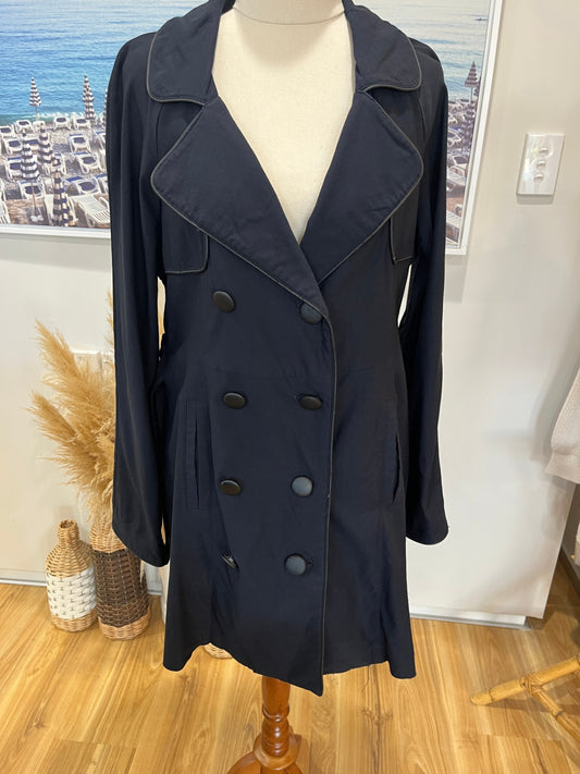 PRINCIPALS Navy Trench Coat | Classic Timeless Outerwear | Size 14