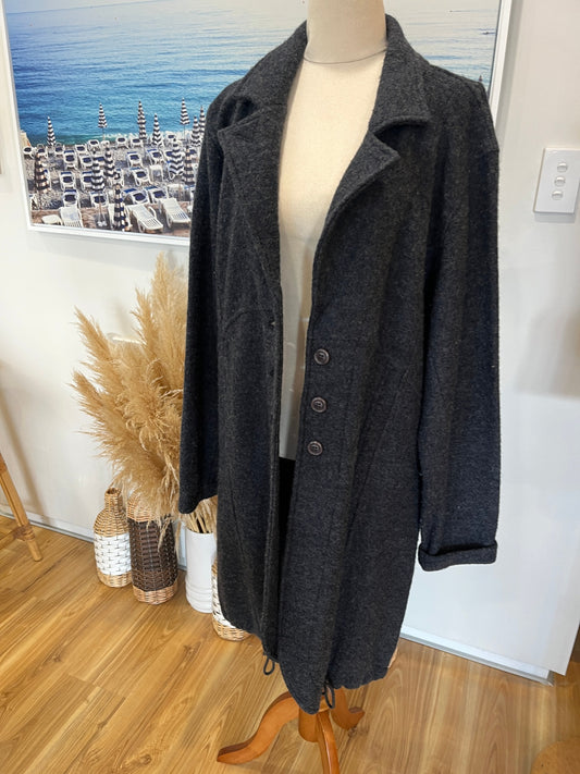 Concept 100% Boiled Wool Longline Coat – Grey | Size XL