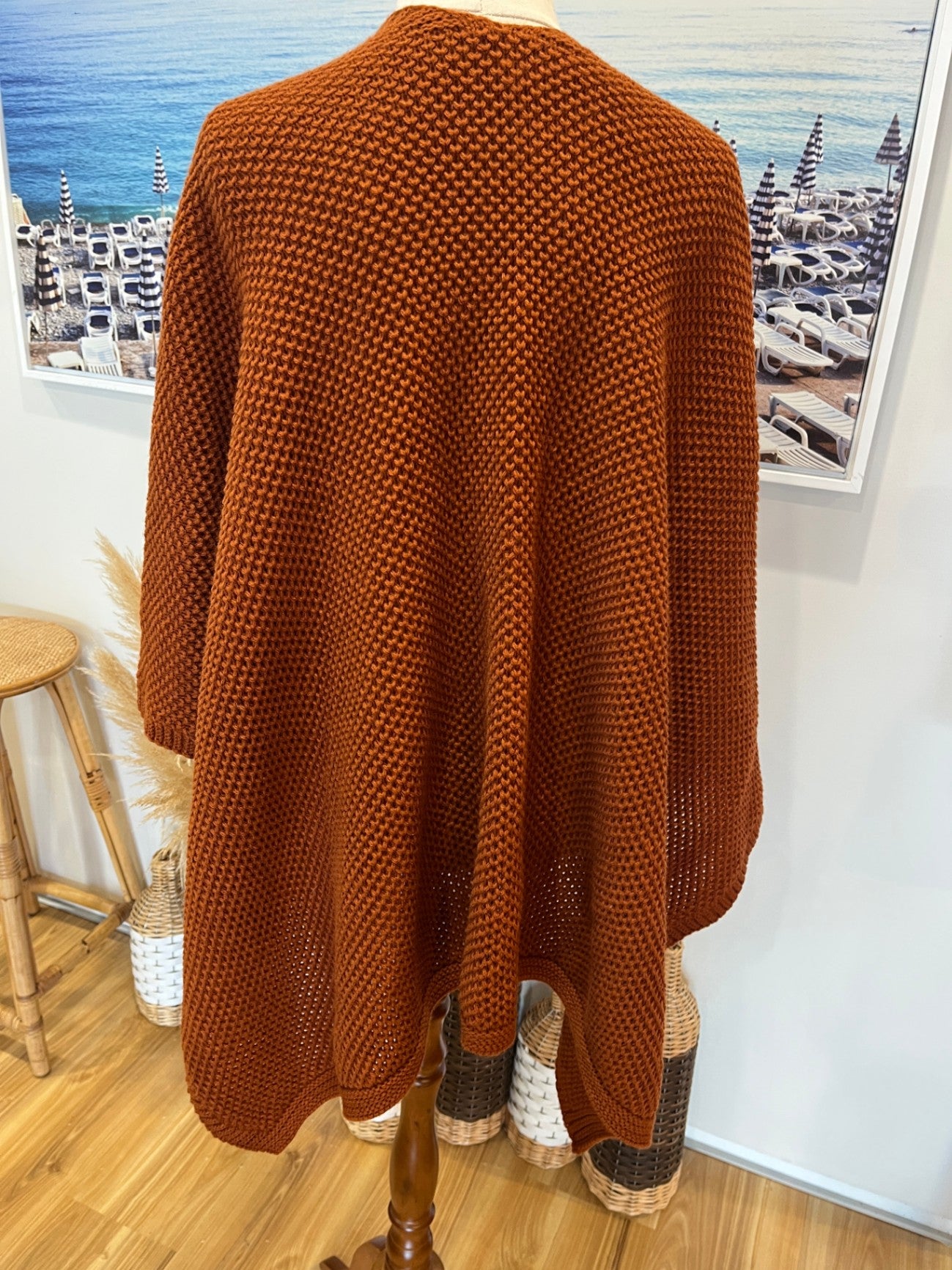 Rust Knit Shawl | One Size | Versatile Wrap Style
