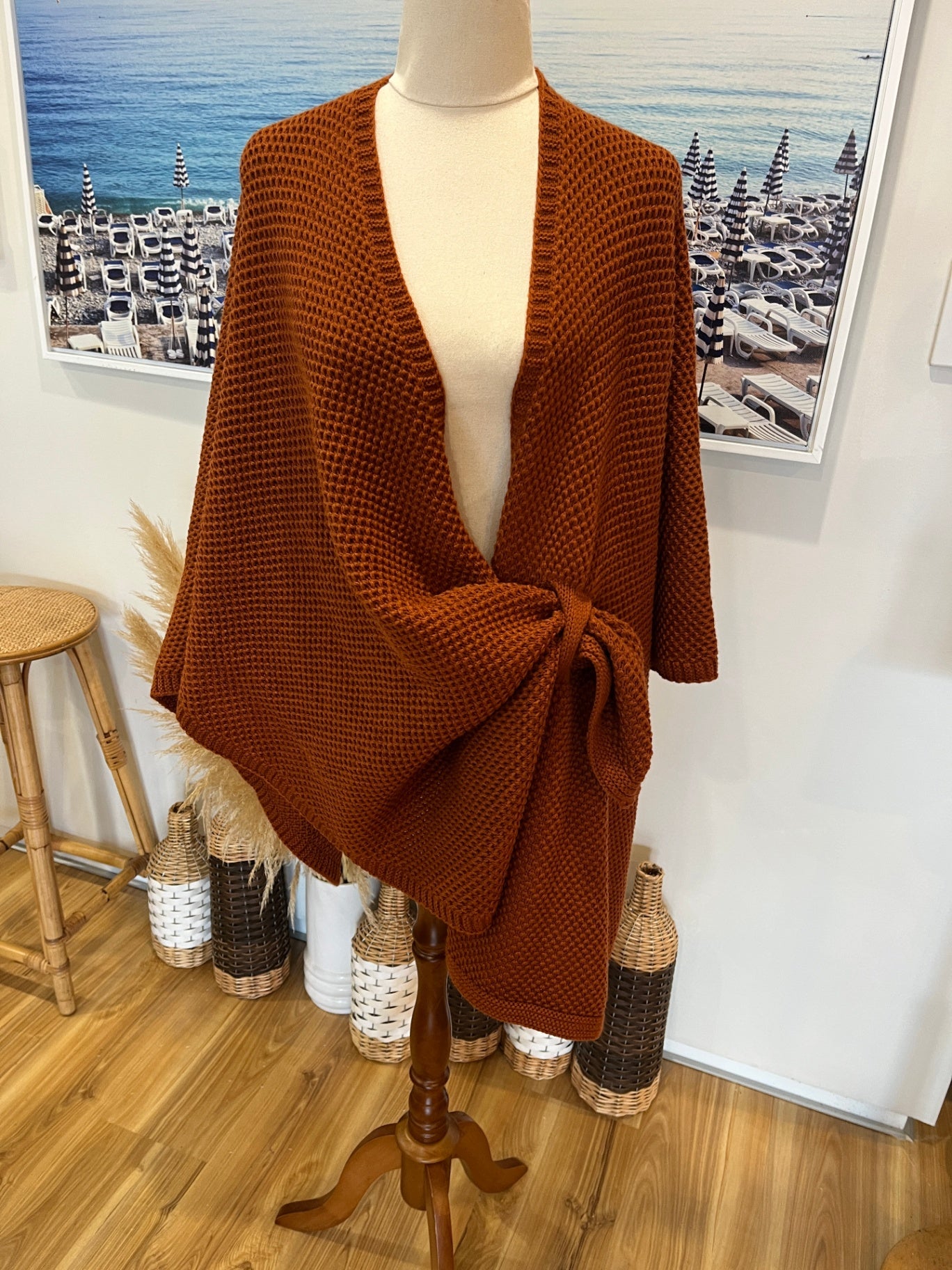 Rust Knit Shawl | One Size | Versatile Wrap Style