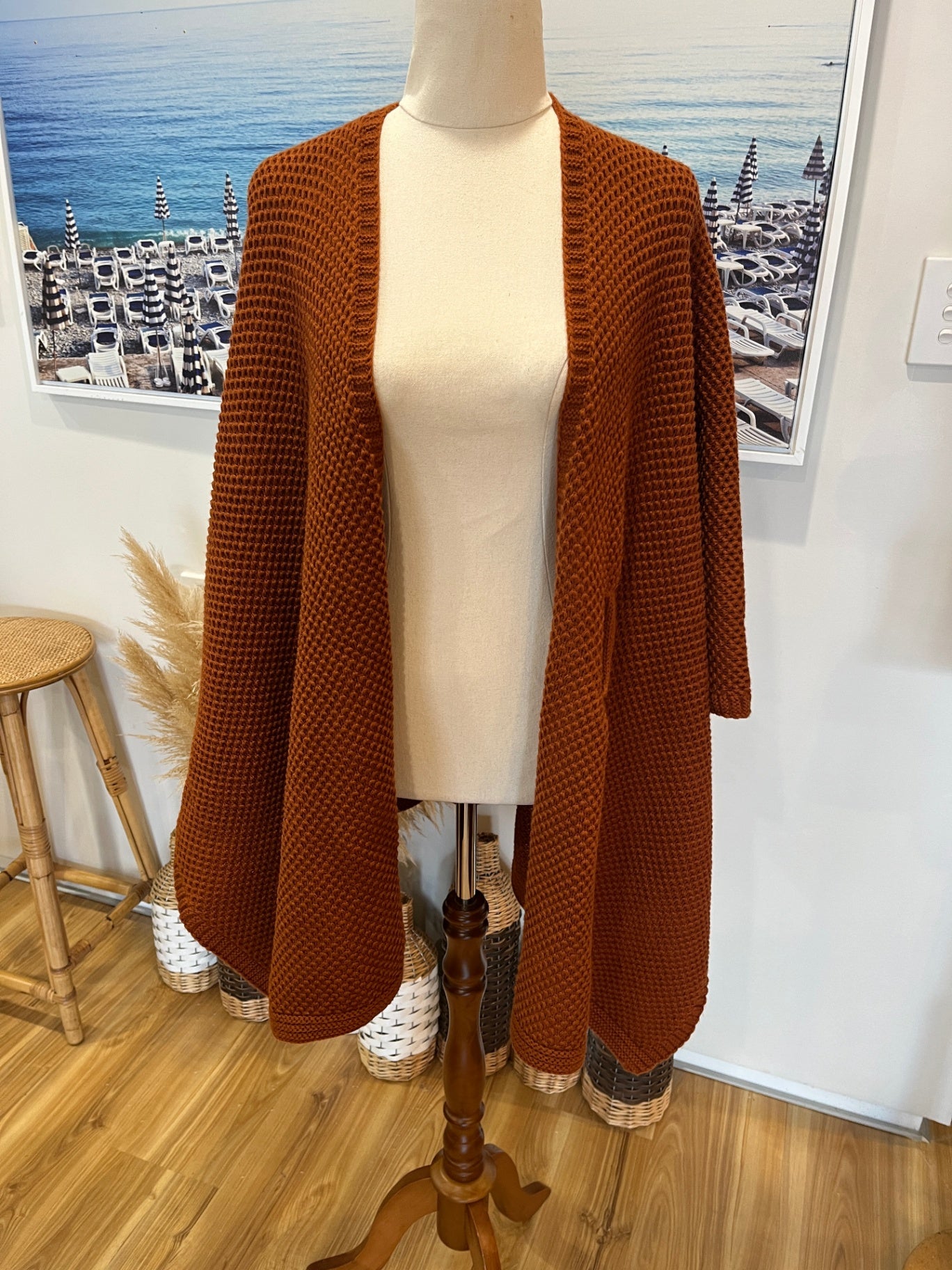 Rust Knit Shawl | One Size | Versatile Wrap Style
