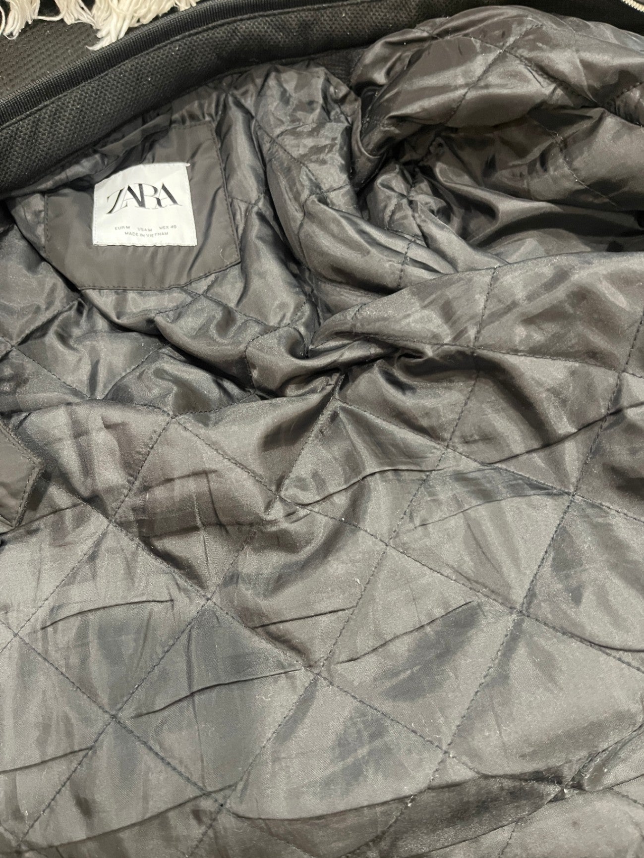Edgy ZARA Black Biker Bomber Jacket | Medium | Fully Lined | Padded Shoulders
