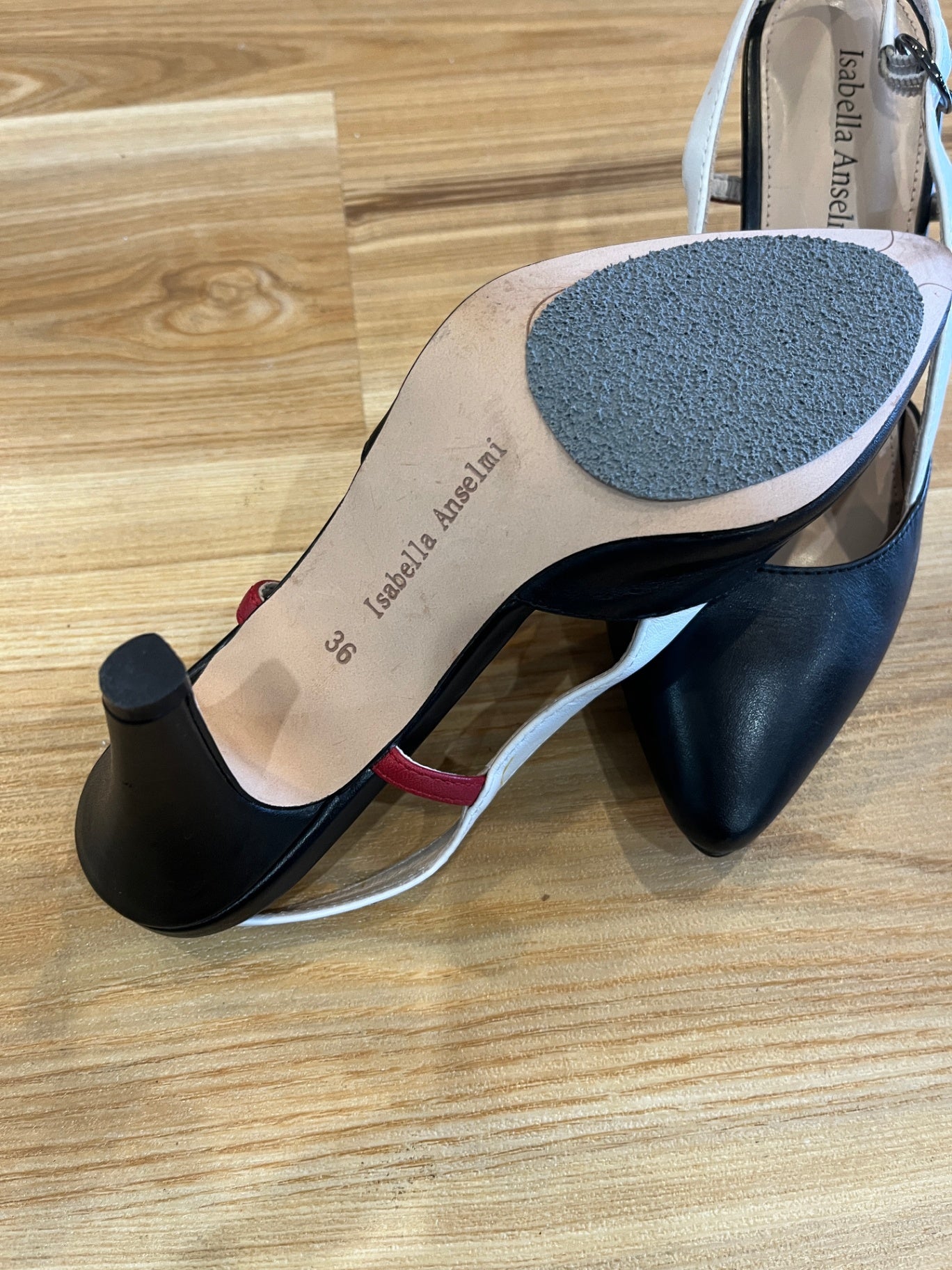 Isabella Anselmi Leather Slip-On Heels – Size 36 | Chic Side Buckle Design