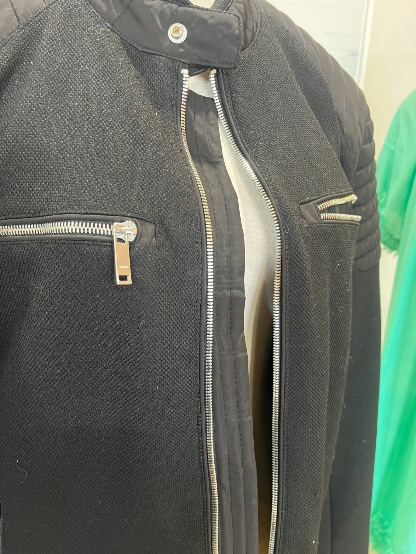 Edgy ZARA Black Biker Bomber Jacket | Medium | Fully Lined | Padded Shoulders