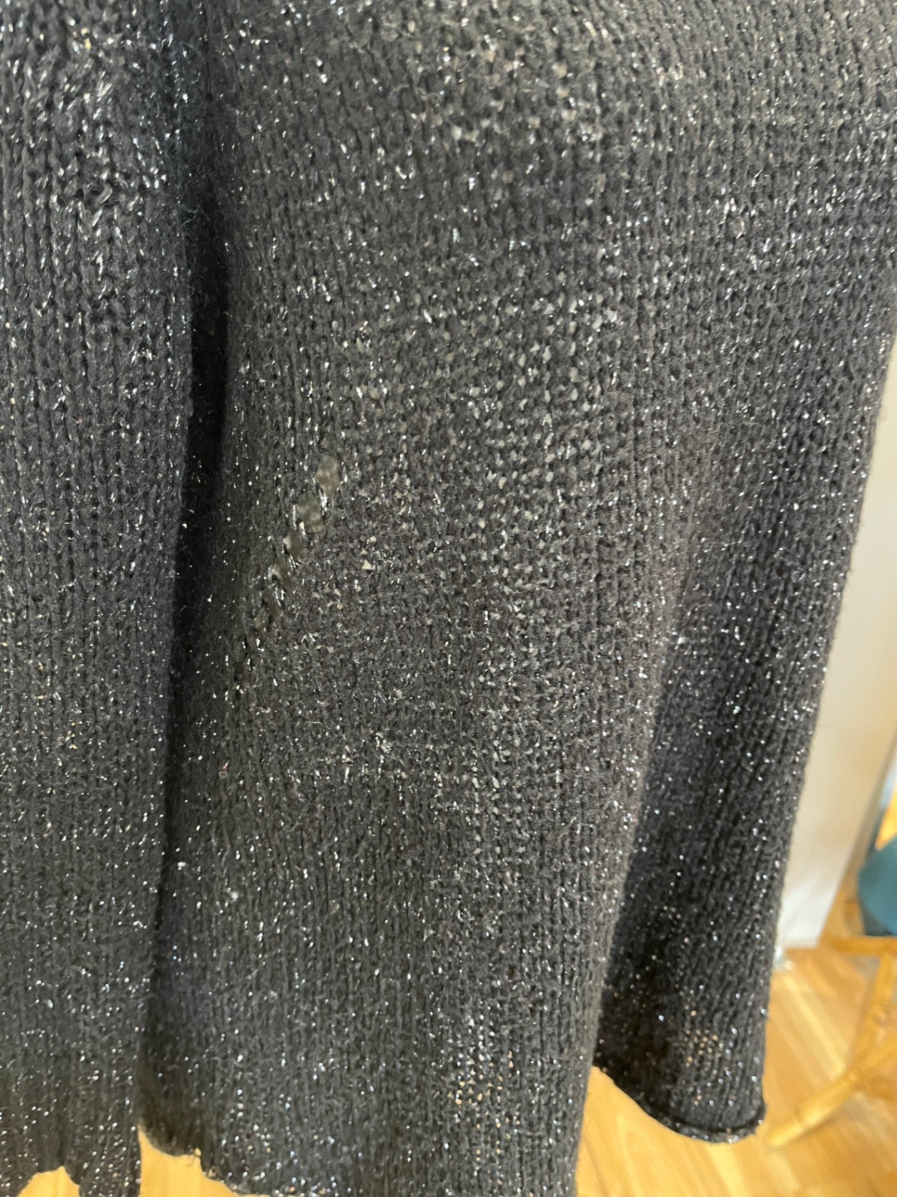 Storm Black Jersey with Silver Fleck – Size 6 | Relaxed Fit Rounded Hem Top