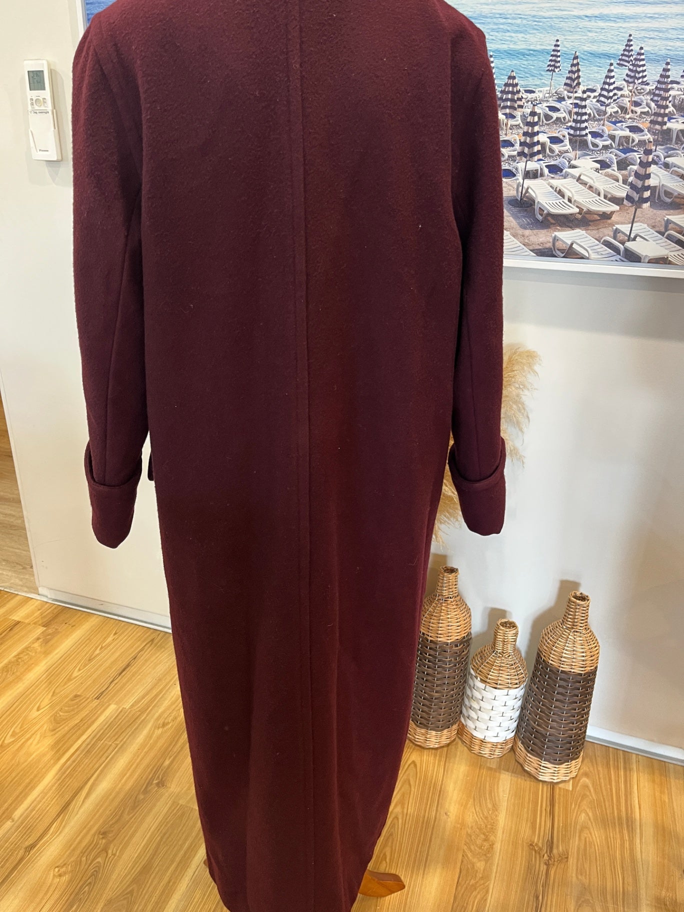 Virgo Wine Longline 100% Wool Coat – Size 8
