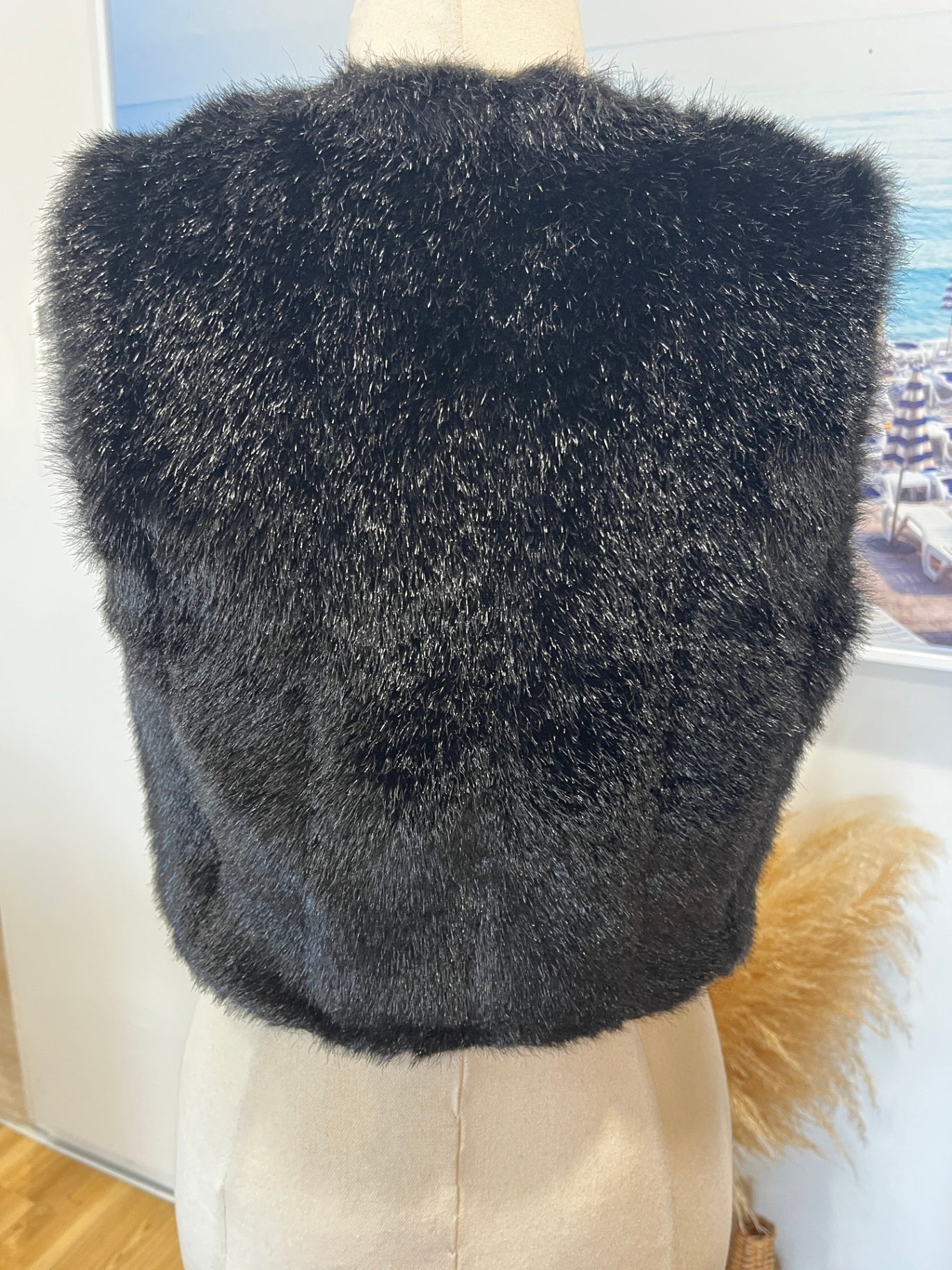 Bravado Black Faux Fur Crop Sleeveless Vest – Size 6