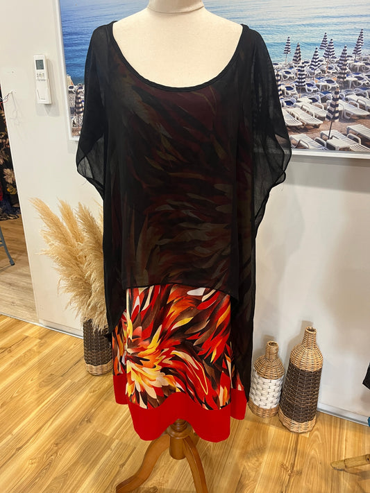 Clarity Black Dress | Size 18 | Five Tone Flower Print