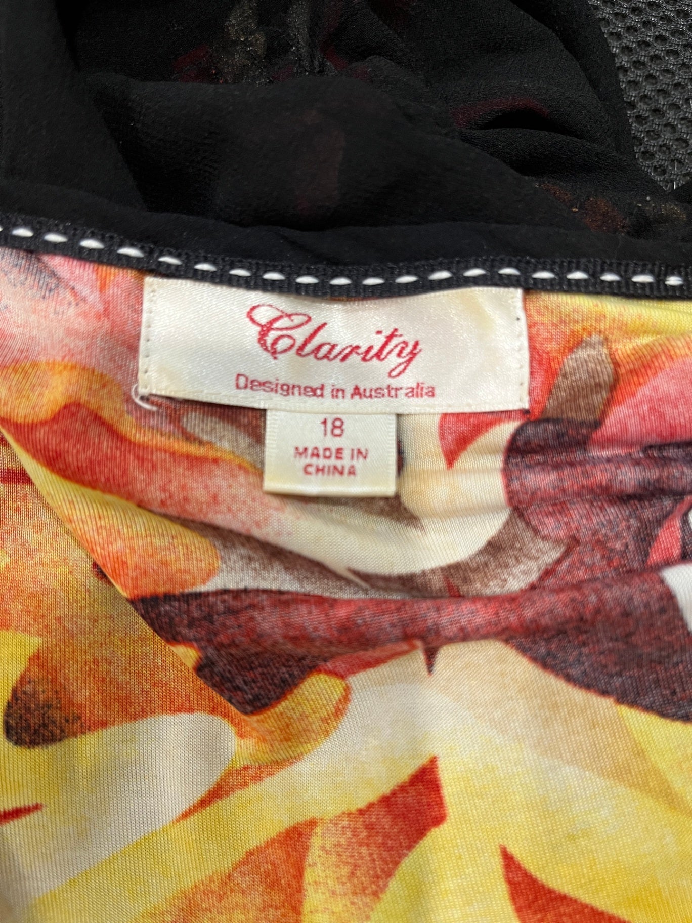 Clarity Black Dress | Size 18 | Five Tone Flower Print