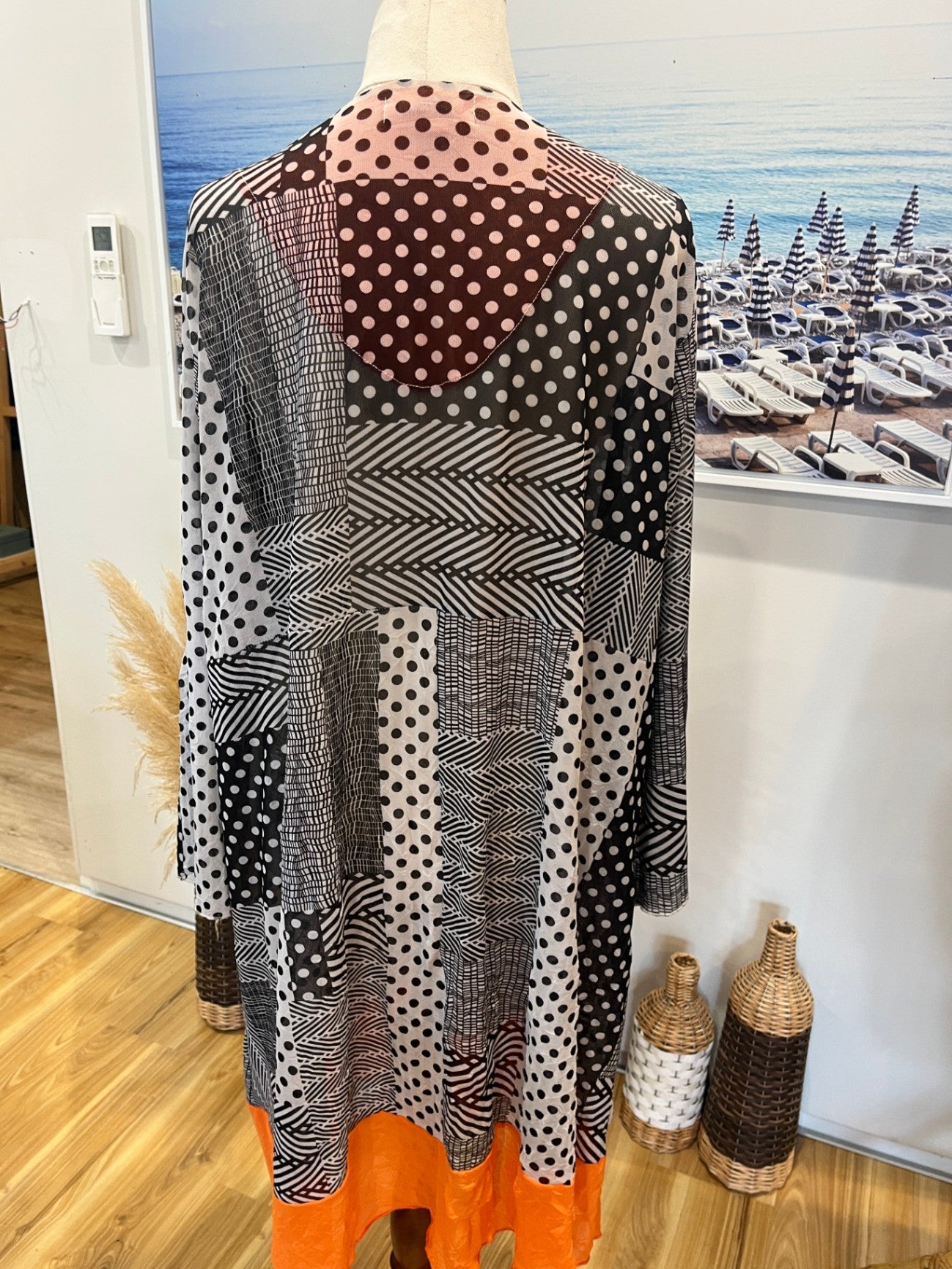 Clarity Black & White with Orange Dress – Size 18