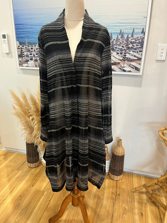 Taking Shape Black/Grey Stripe Cardigan | Size Small