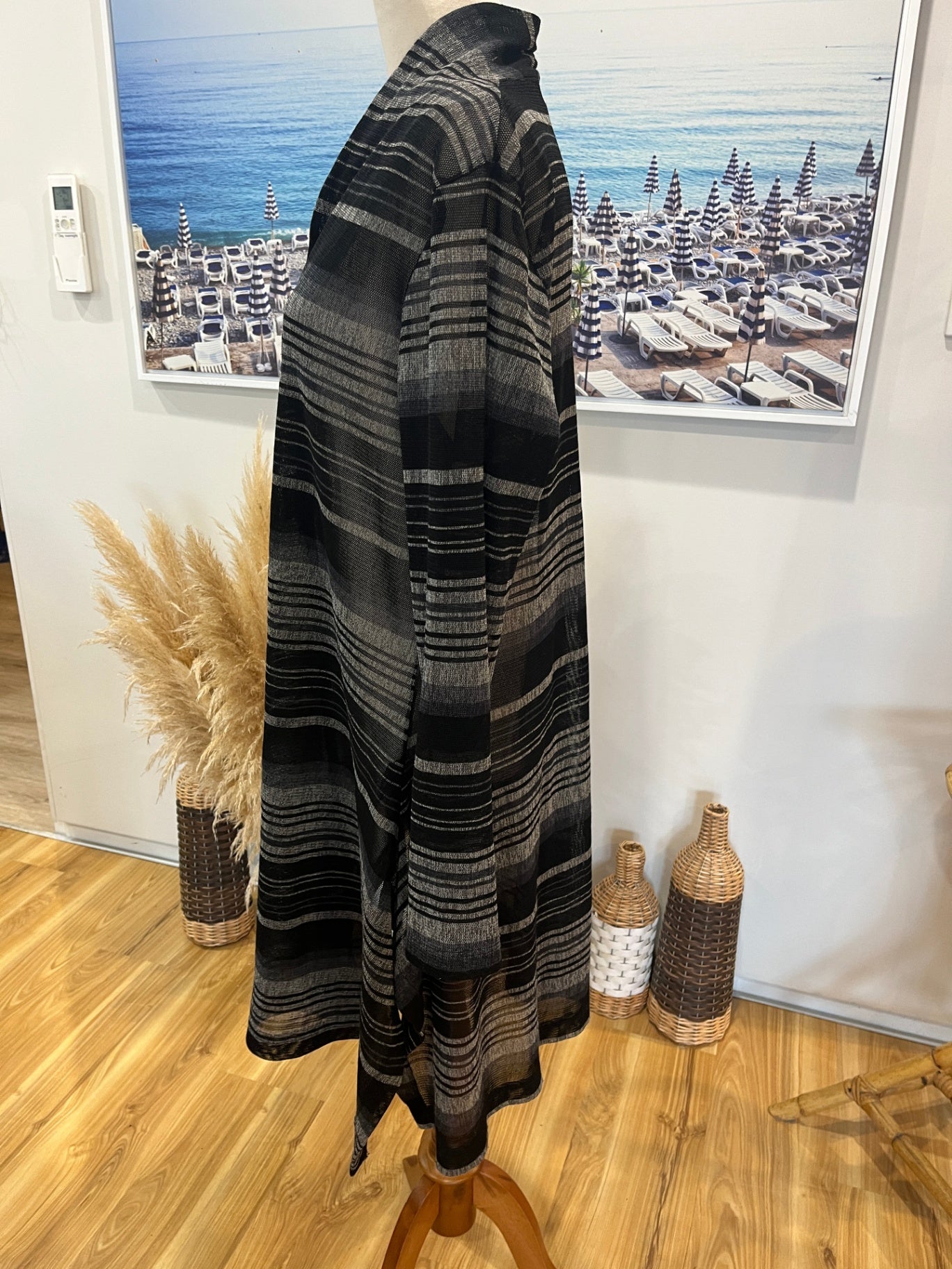 Taking Shape Black/Grey Stripe Cardigan | Size Small