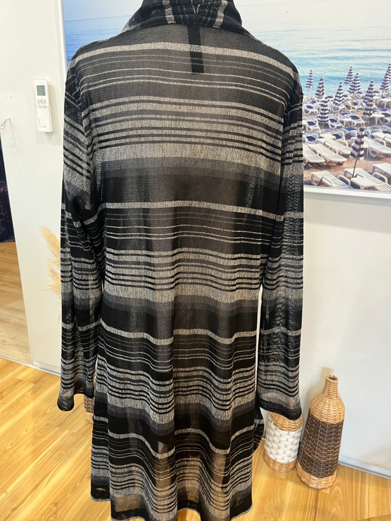 Taking Shape Black/Grey Stripe Cardigan | Size Small