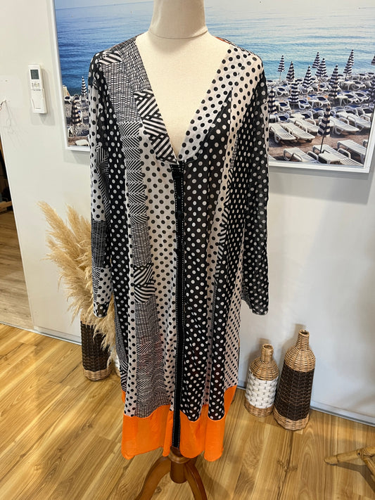 Clarity Black & White with Orange Cardigan – Size 18